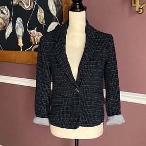 EUC Cartonnier by Anthropologie Navy Blue Textured Blazer Jacket Size 0